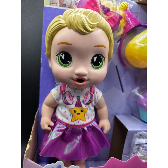 Baby Alive LaLa Goo Goo Birthday Bestie Doll Drinks Wets Blows Candle Party Toy - Picture 2 of 9